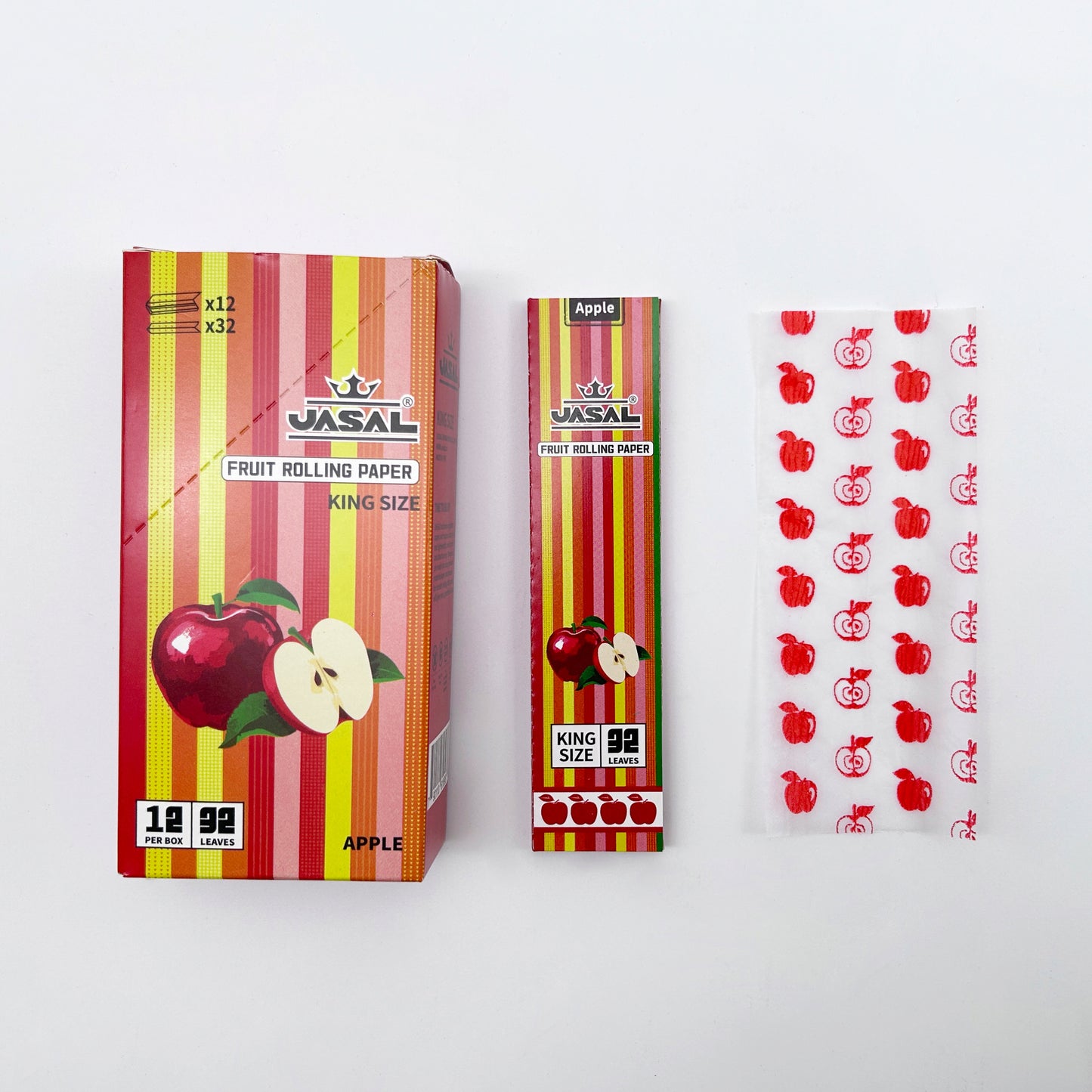 UASAL Fruit Flavor Kingsize Rolling Papers -12 Packs 108mm Rolling Papers (32 Leaves in Pack) 384 Total,Apple