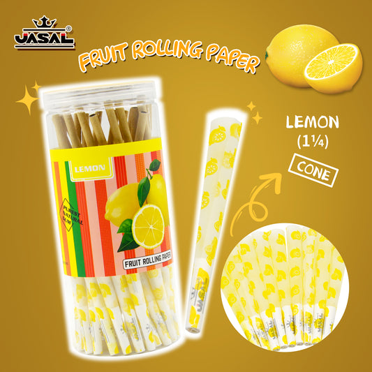 UASAL 48 Cone Lemon Fruit Flavor 1¼ Cones Smoking Rolled 84MM Rolling Paper with Tips & Packing Tubes Included