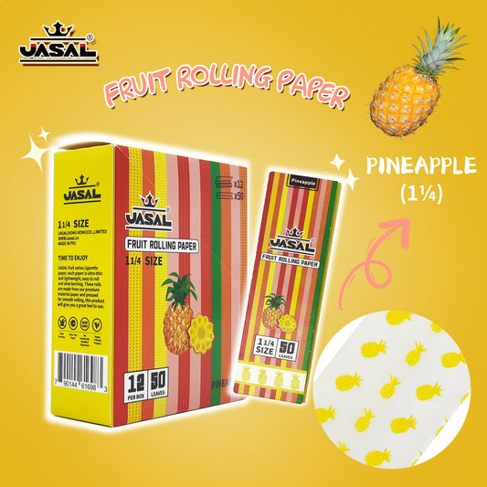 UASAL Fruit Flavor 1¼ Rolling Papers -12 Packs 78mam Rolling Papers (50 Leaves in Pack) 600 Total,Pineapple