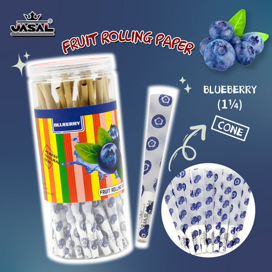 UASAL 48 Cone Blueberry Fruit Flavor 1¼ Cones Smoking Rolled 84MM Rolling Paper with Tips & Packing Tubes Included