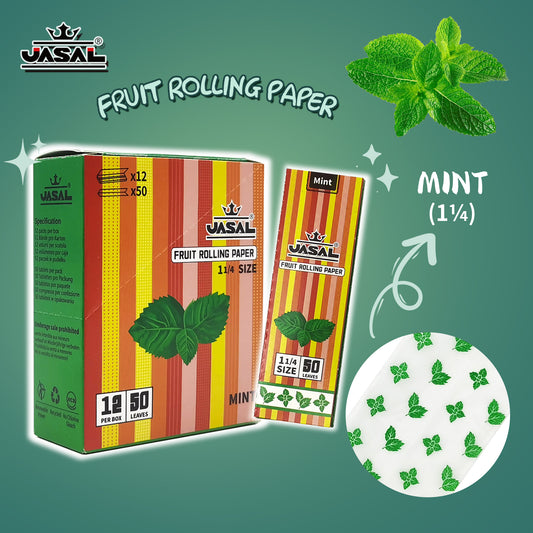 UASAL Fruit Flavor 1¼ Rolling Papers -12 Packs 78mam Rolling Papers (50 Leaves in Pack) 600 Total,Mint