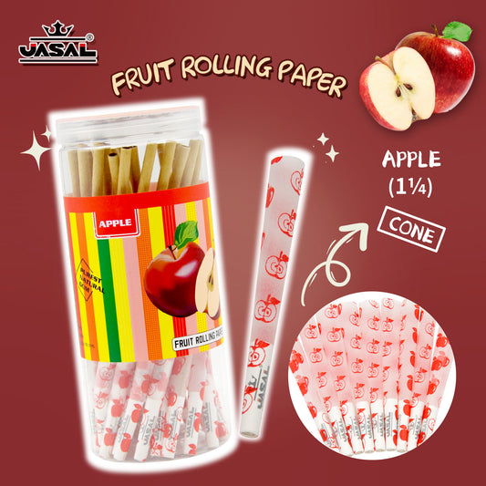 UASAL 48 Cone Apple Fruit Flavor 1¼ Cones Smoking Rolled 84MM Rolling Paper with Tips & Packing Tubes Included