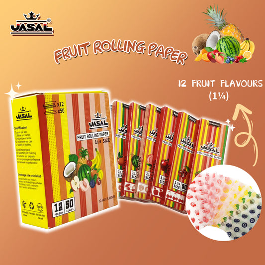 UASAL Fruit Flavor 1¼ Rolling Papers -12 Packs 78mm Rolling Papers (50 Leaves in Pack) 600 Total,12 Taste