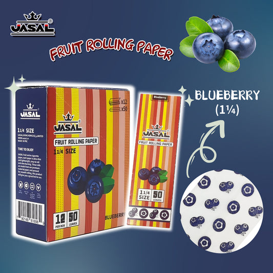 UASAL Fruit Flavor 1¼ Rolling Papers -12 Packs 78mam Rolling Papers (50 Leaves in Pack) 600 Total,Blueberry