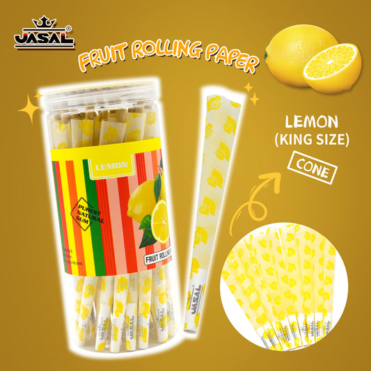 UASAL 48 Cone Lemon Fruit Flavor Kingsize Cones Smoking Rolled 108MM Rolling Paper with Tips & Packing Tubes Included