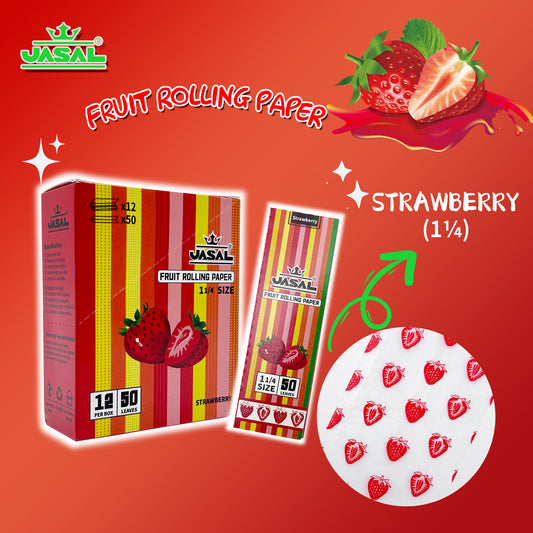 UASAL Fruit Flavor 1¼ Rolling Papers -12 Packs 78mm Rolling Papers (50 Leaves in Pack) 600 Total,Strawberry