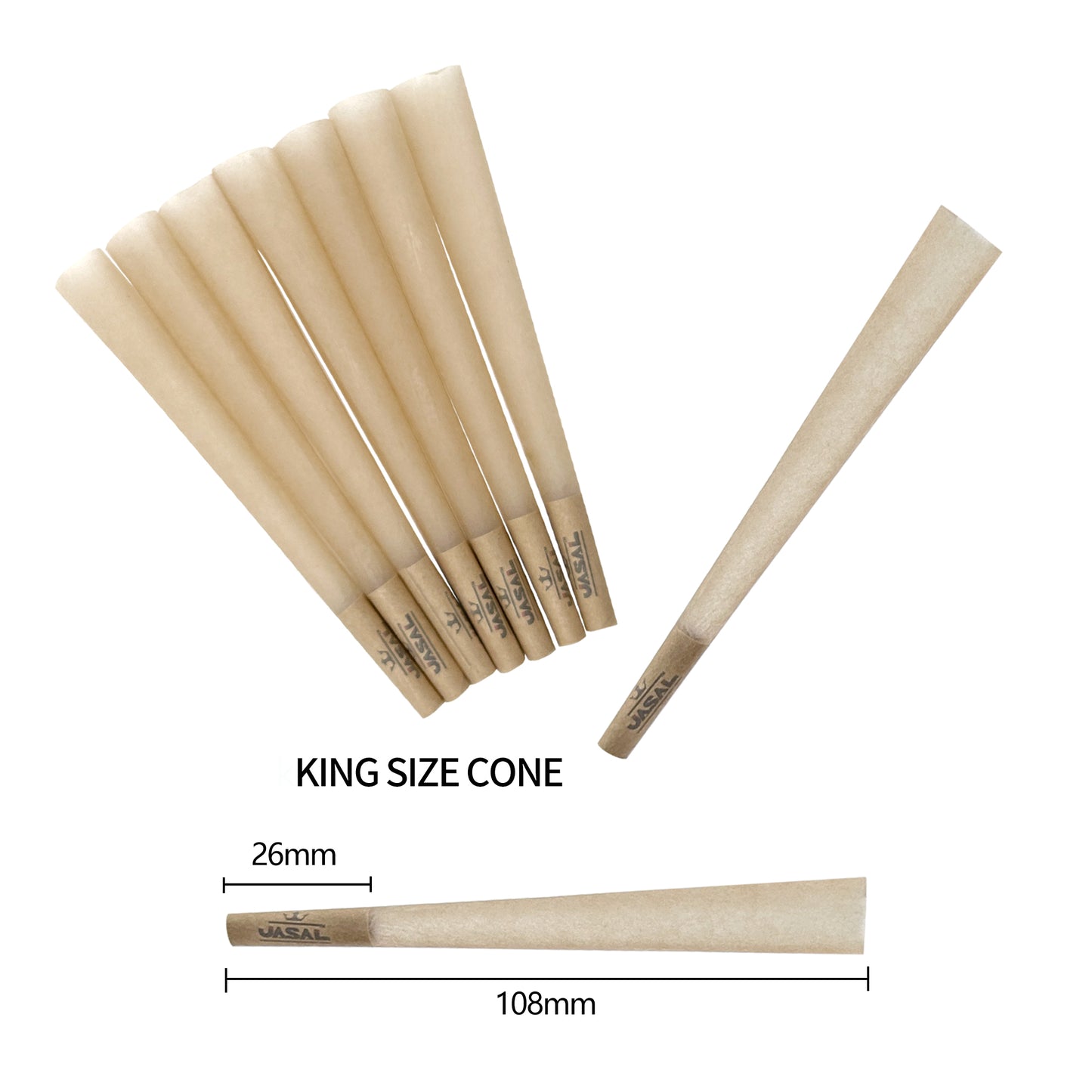 UASAL 100 Cone Classaic Kingsize Cones Smoking Rolled 108MM Rolling Paper with Tips & Packing Tubes Included