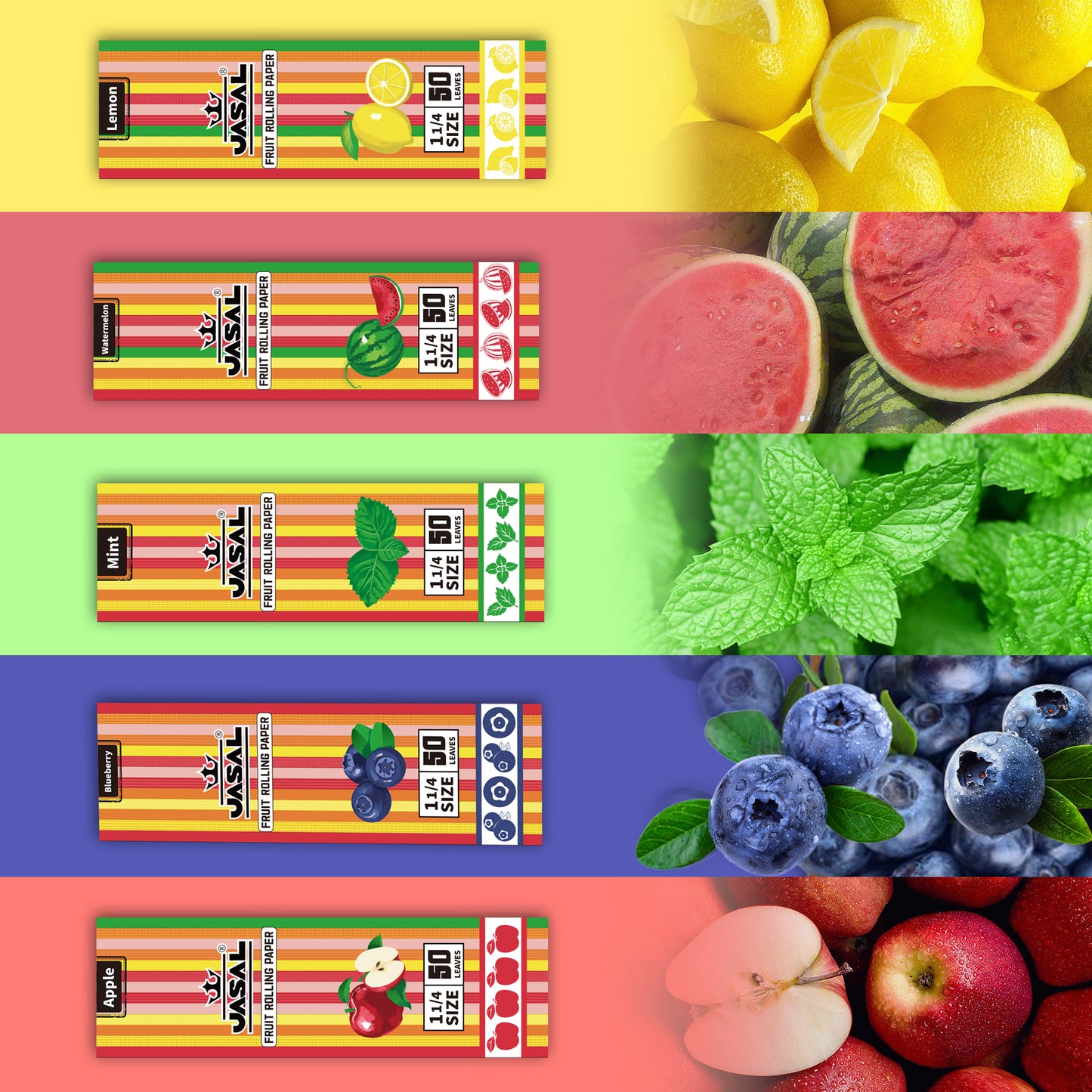 UASAL Fruit Flavor 1¼ Rolling Papers -12 Packs 78mm Rolling Papers (50 Leaves in Pack) 600 Total,Strawberry