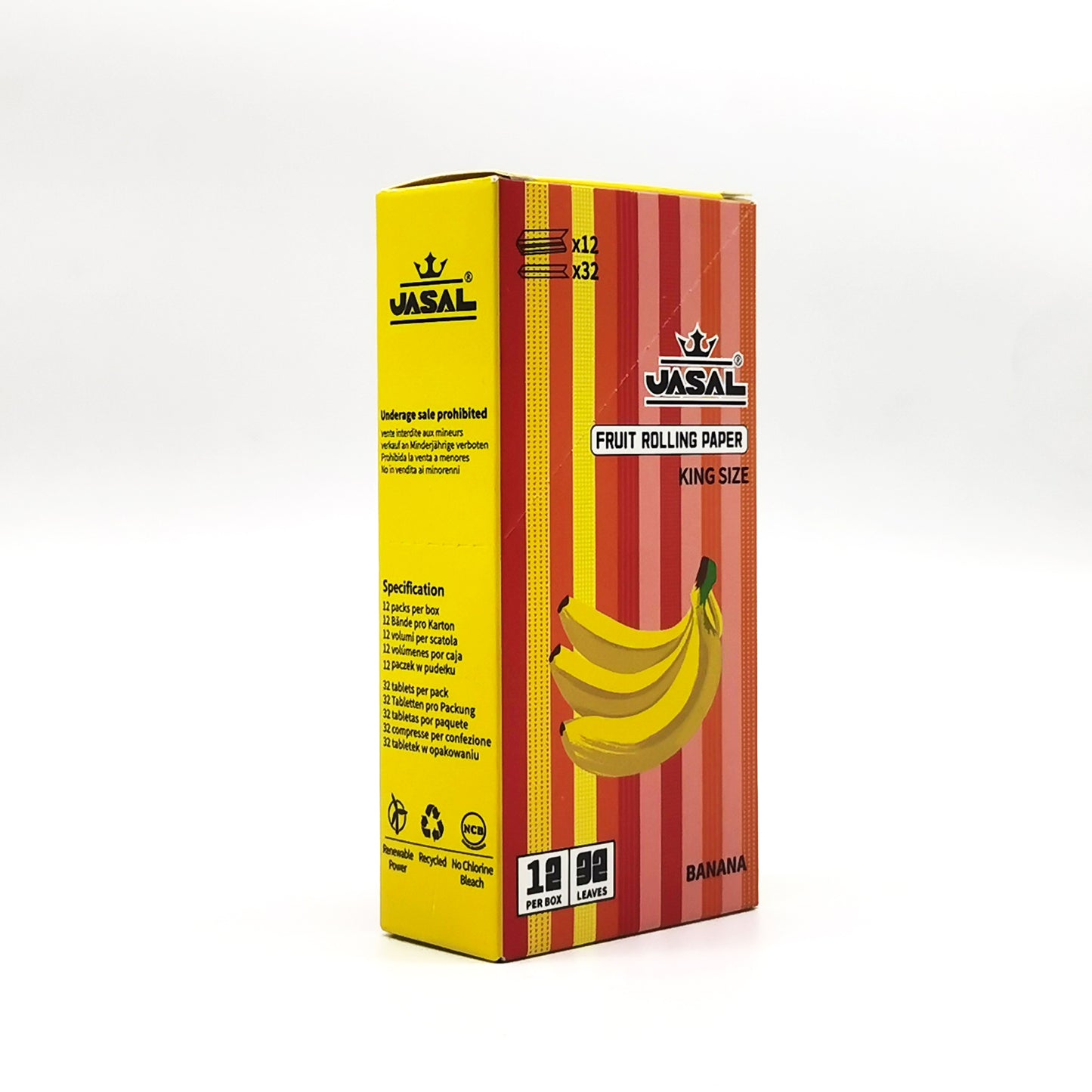 UASAL Fruit Flavor Kingsize Rolling Papers -12 Packs 108mm Rolling Papers (32 Leaves in Pack) 384 Total,Banana