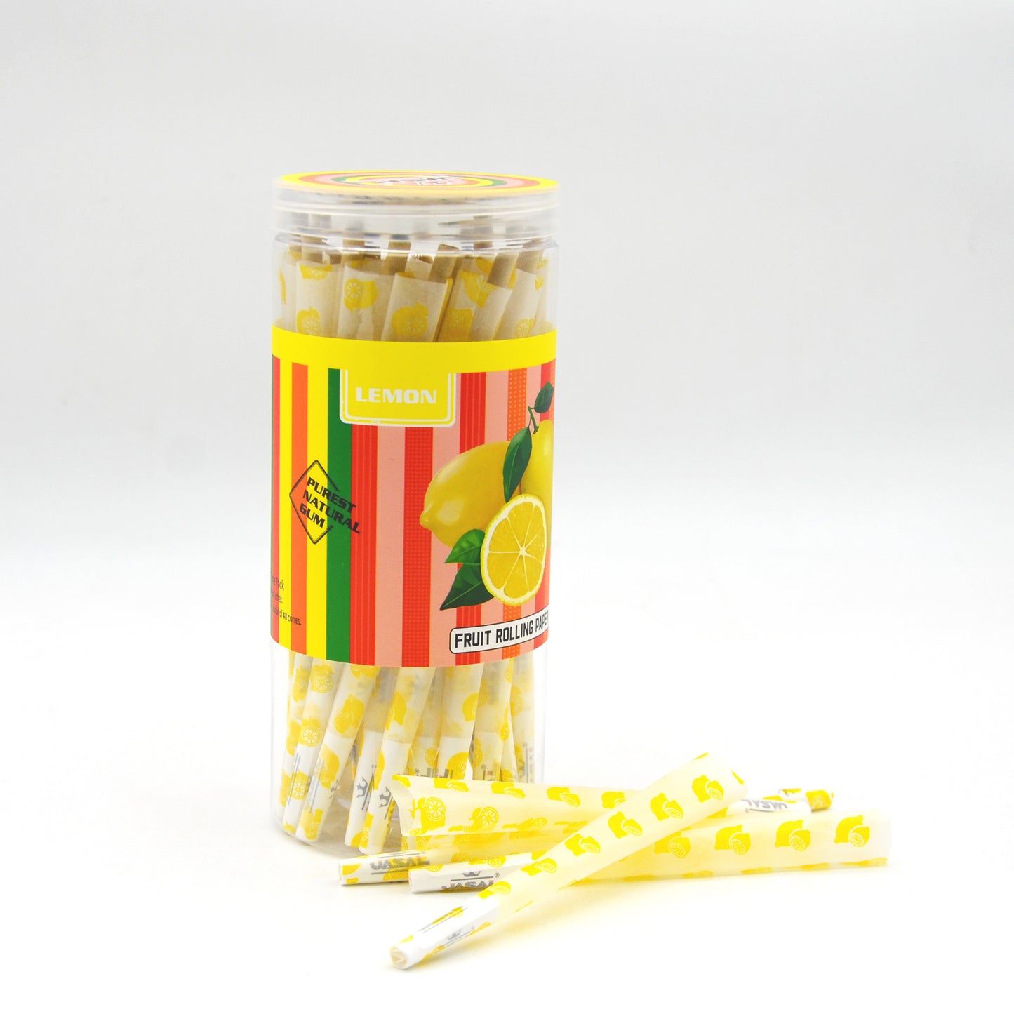 UASAL 48 Cone Lemon Fruit Flavor Kingsize Cones Smoking Rolled 108MM Rolling Paper with Tips & Packing Tubes Included