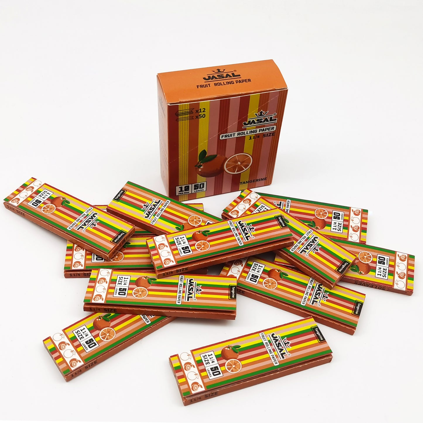 UASAL Fruit Flavor 1¼ Rolling Papers -12 Packs 78mam Rolling Papers (50 Leaves in Pack) 600 Total,Tangerine