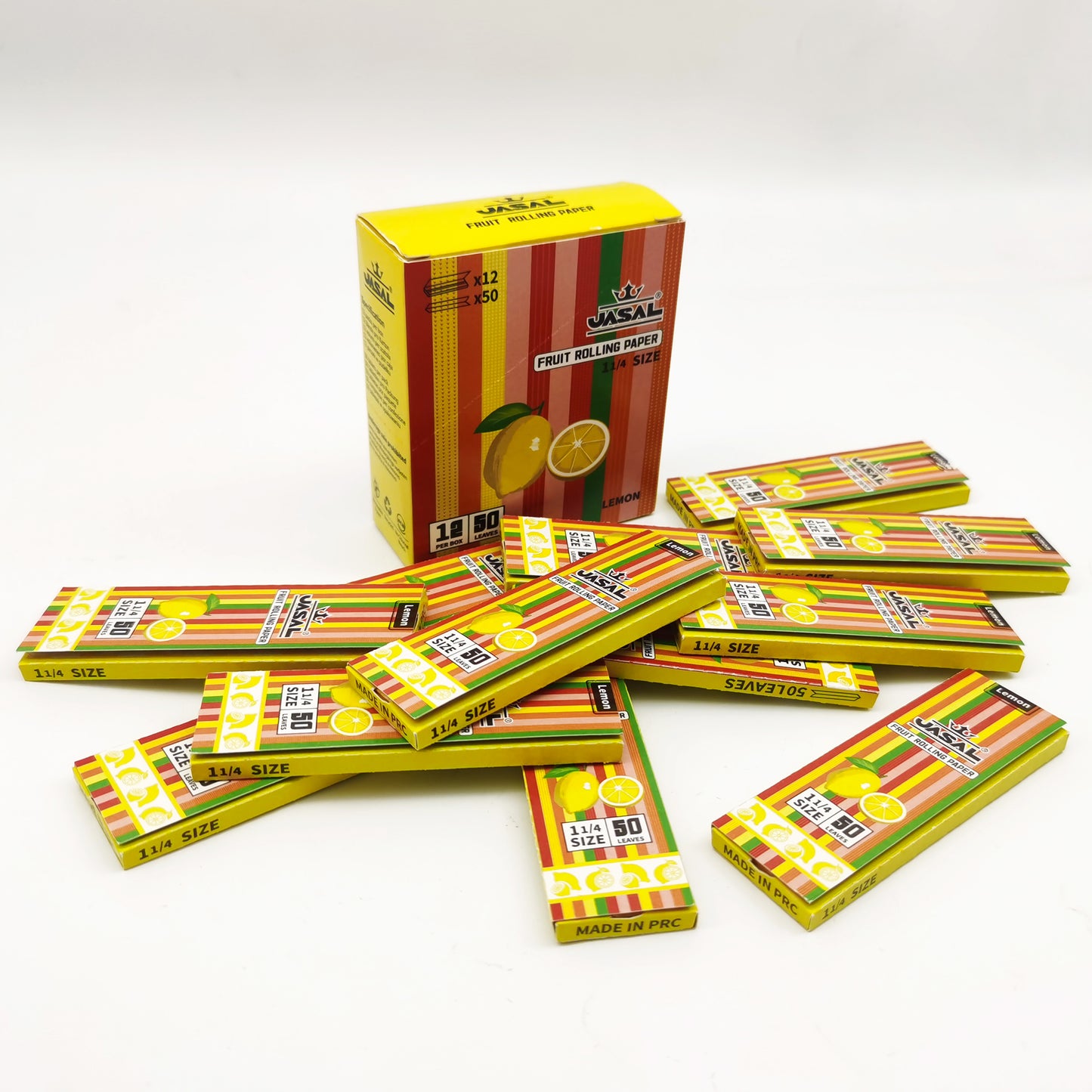 UASAL Fruit Flavor 1¼ Rolling Papers -12 Packs 78mam Rolling Papers (50 Leaves in Pack) 600 Total,Lemon