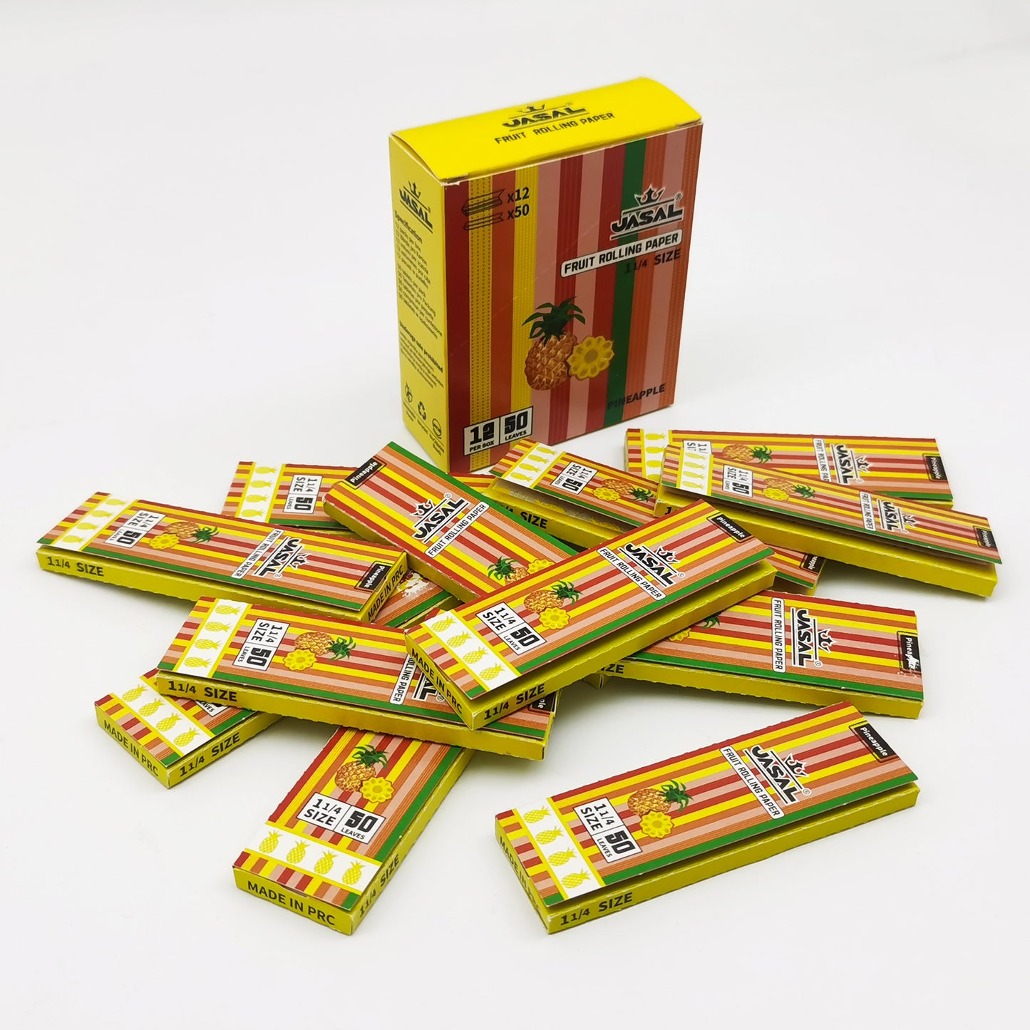 UASAL Fruit Flavor 1¼ Rolling Papers -12 Packs 78mam Rolling Papers (50 Leaves in Pack) 600 Total,Pineapple