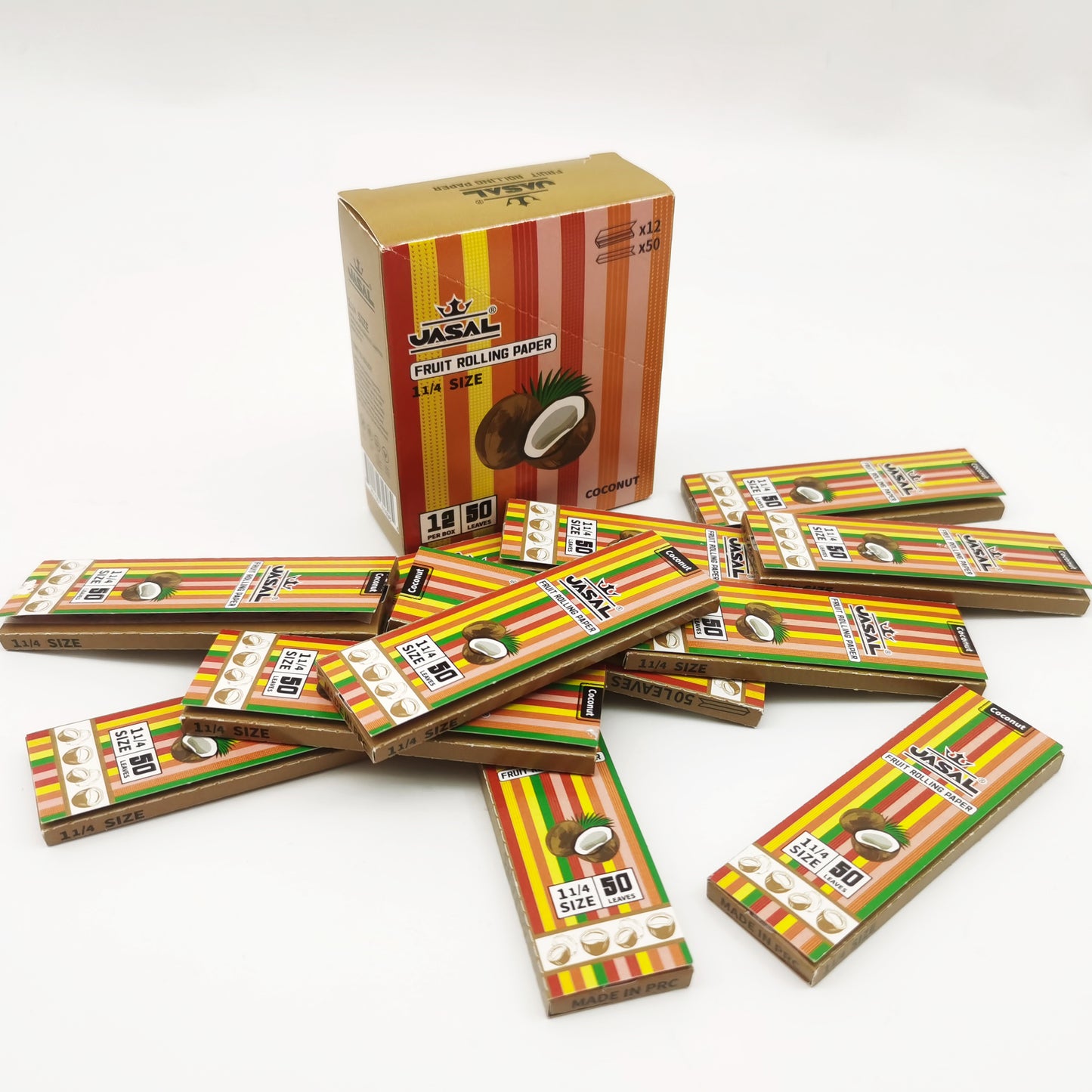 UASAL Fruit Flavor 1¼ Rolling Papers -12 Packs 78mam Rolling Papers (50 Leaves in Pack) 600 Total,Coconut