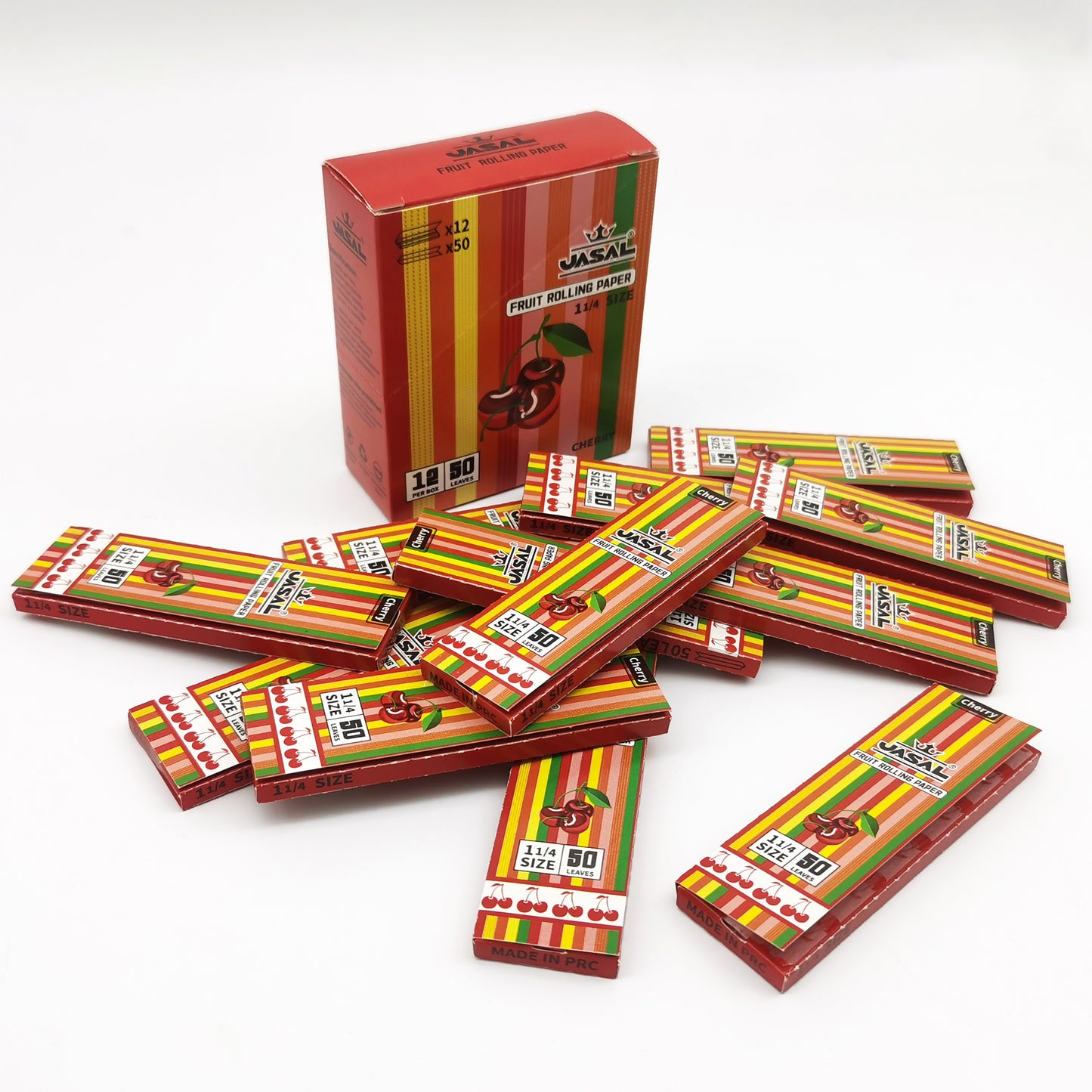 UASAL Fruit Flavor 1¼ Rolling Papers -12 Packs 78mam Rolling Papers (50 Leaves in Pack) 600 Total,Cherry