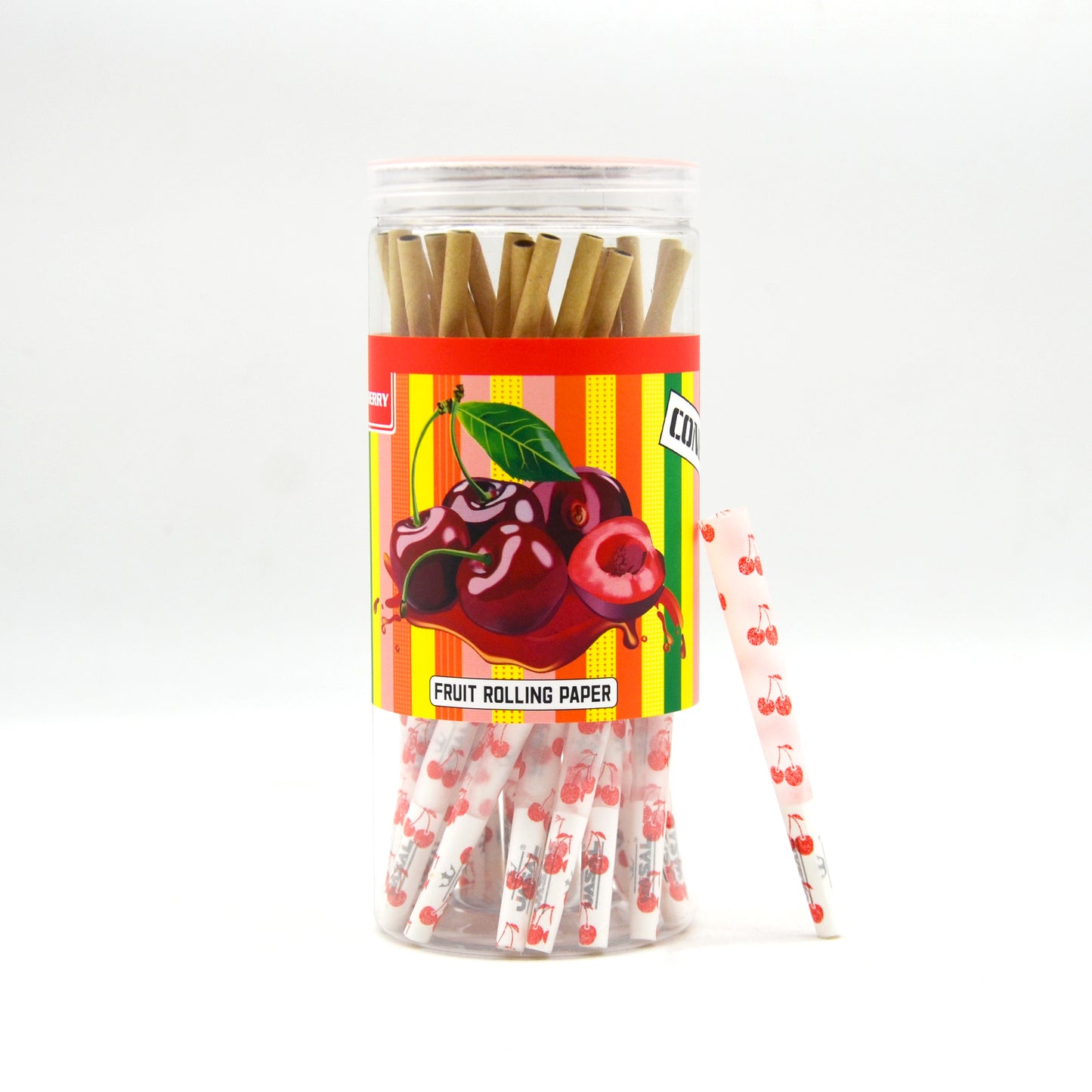 UASAL 48 Cone Cherry Fruit Flavor 1¼ Cones Smoking Rolled 84MM Rolling Paper with Tips & Packing Tubes Included