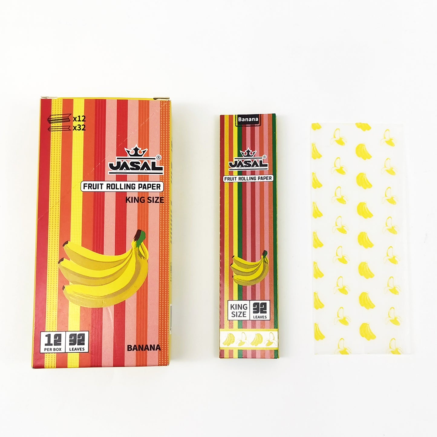 UASAL Fruit Flavor Kingsize Rolling Papers -12 Packs 108mm Rolling Papers (32 Leaves in Pack) 384 Total,Banana