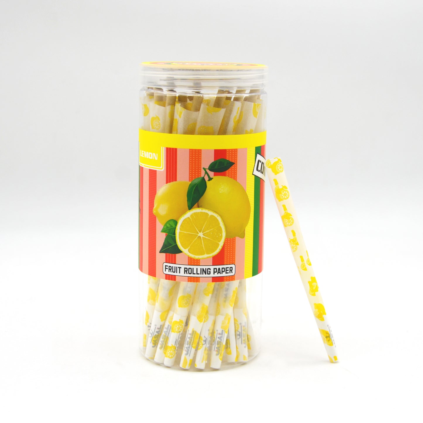 UASAL 48 Cone Lemon Fruit Flavor Kingsize Cones Smoking Rolled 108MM Rolling Paper with Tips & Packing Tubes Included